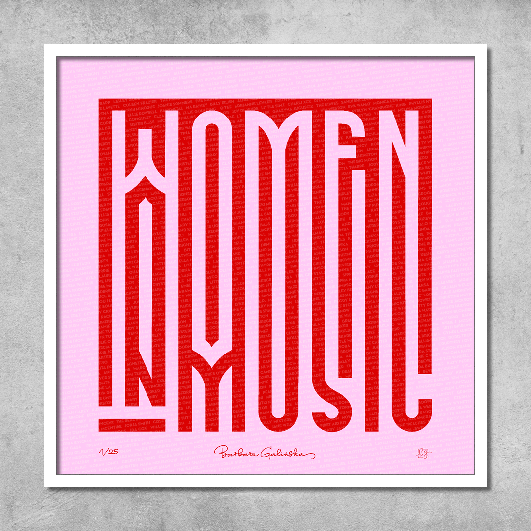 'Women In Music' Light Pink and Red Print - Limited Edition of 25