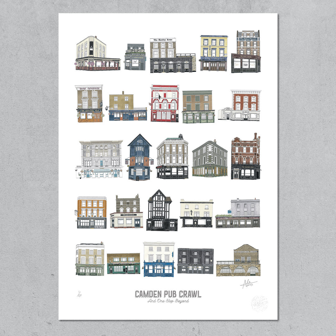 Camden Pub Crawl – Limited Edition of 100 – A1 Portrait Prints