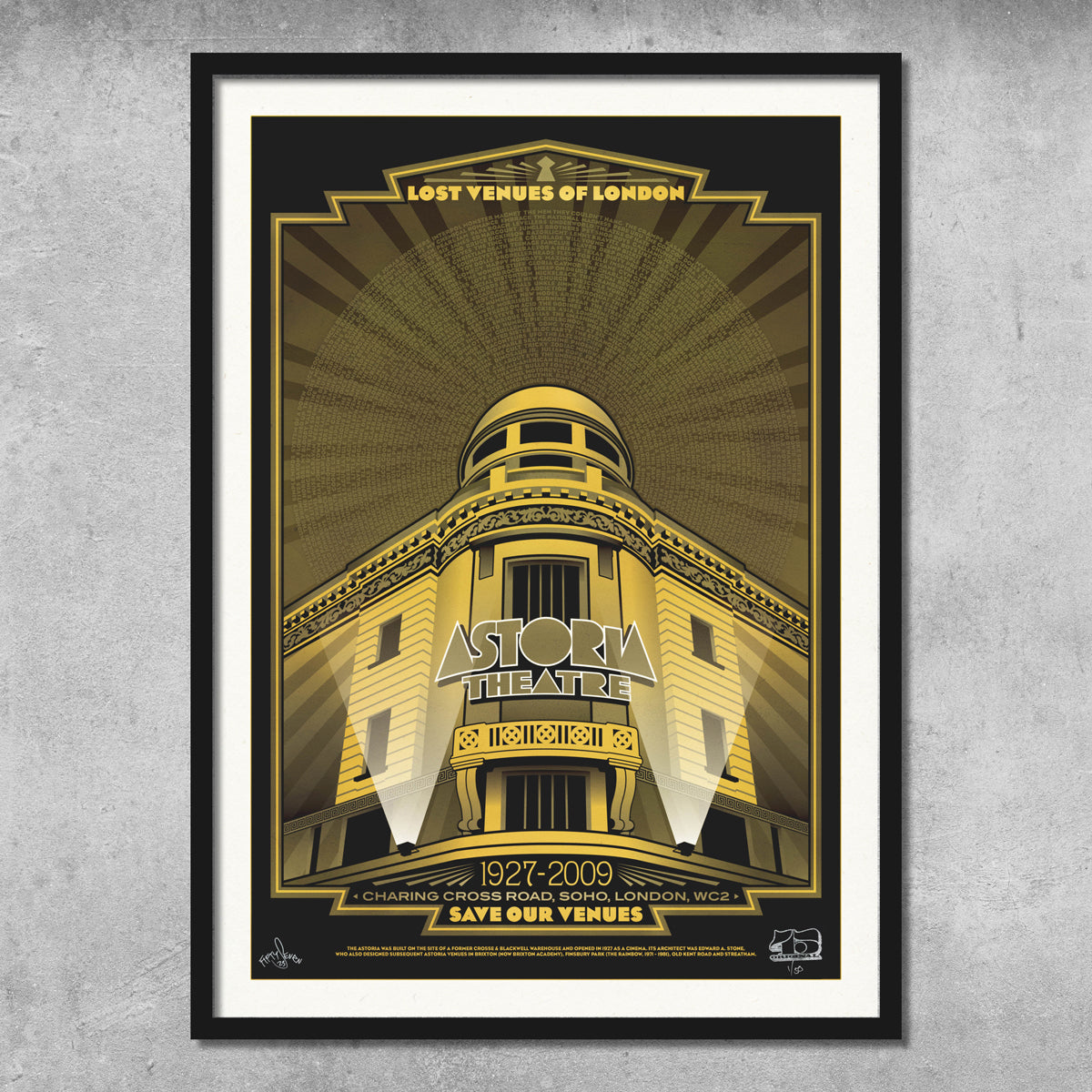 Affiche imprimée « Gold » de Londres Astoria – Édition limitée à seulement 50 exemplaires