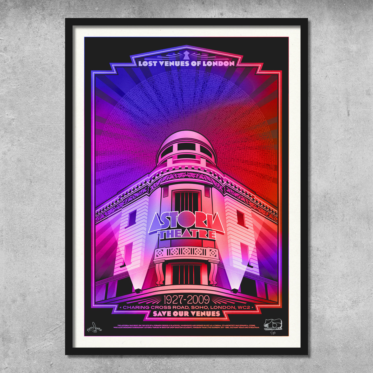 Affiche imprimée London Astoria 'Spectrum' - Édition limitée à seulement 50 exemplaires