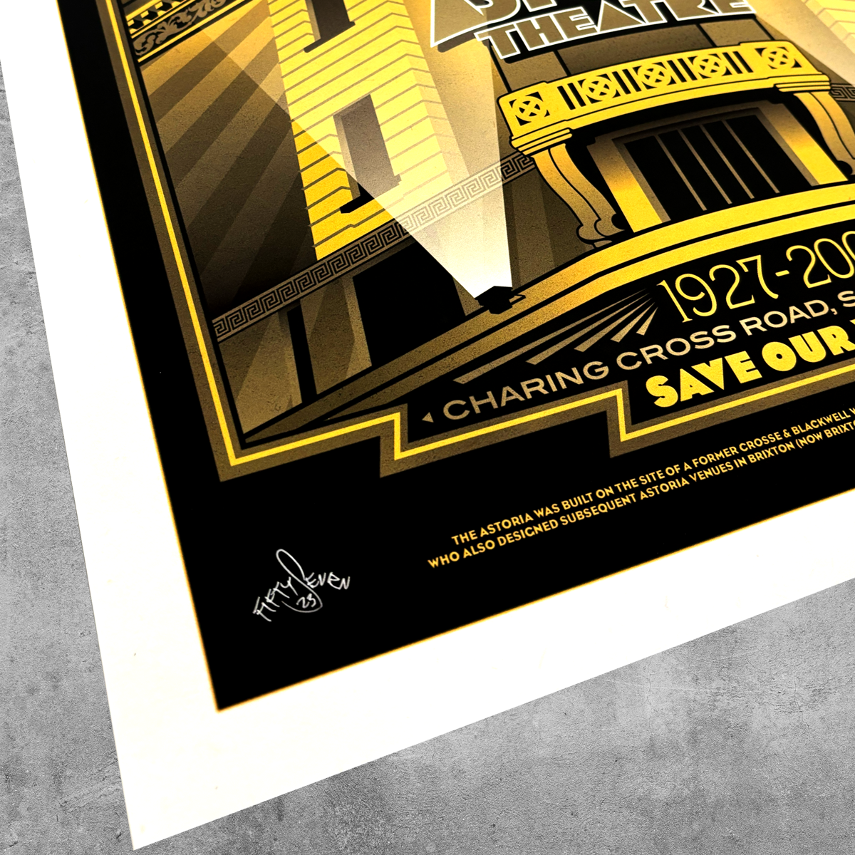 Affiche imprimée « Gold » de Londres Astoria – Édition limitée à seulement 50 exemplaires