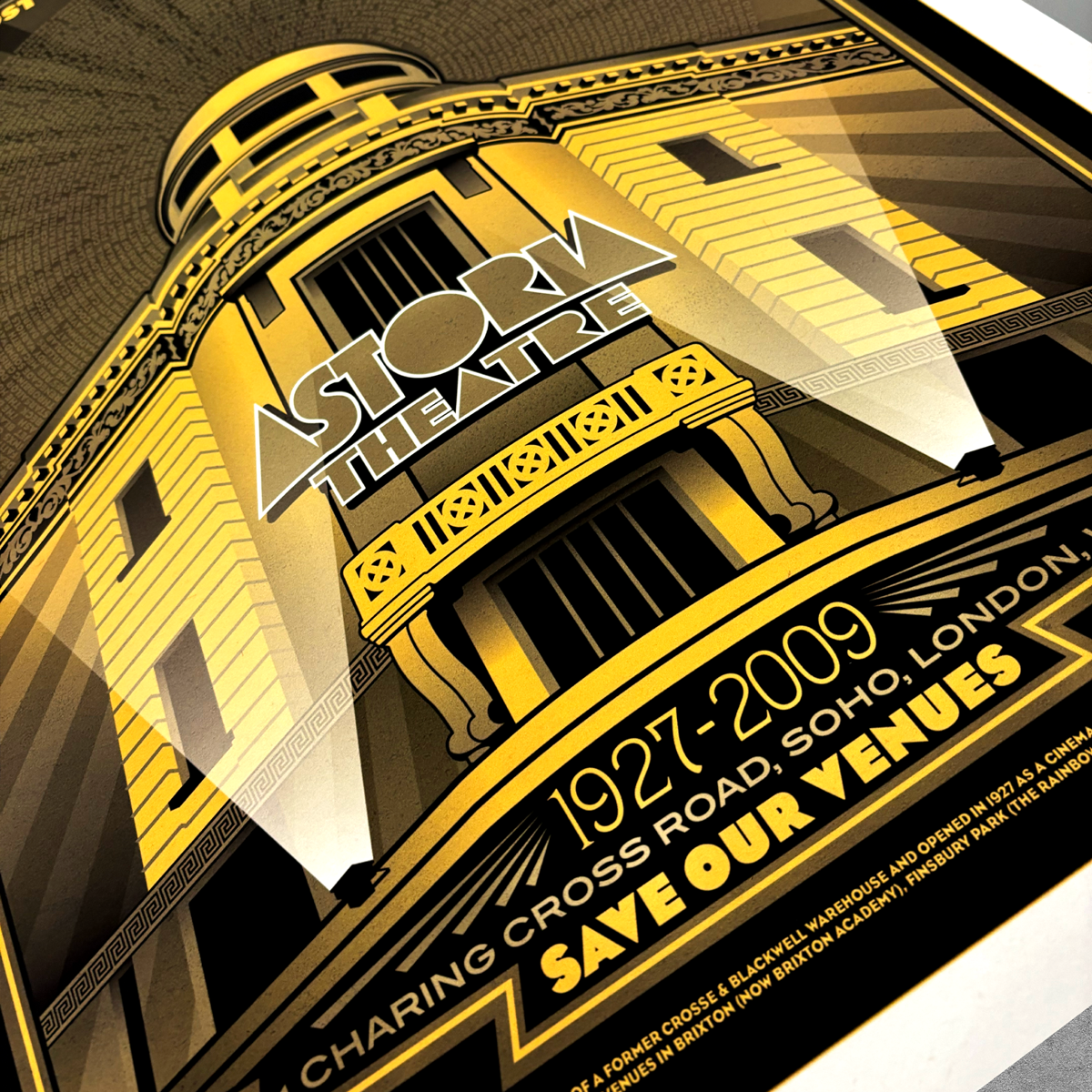 Affiche imprimée « Gold » de Londres Astoria – Édition limitée à seulement 50 exemplaires