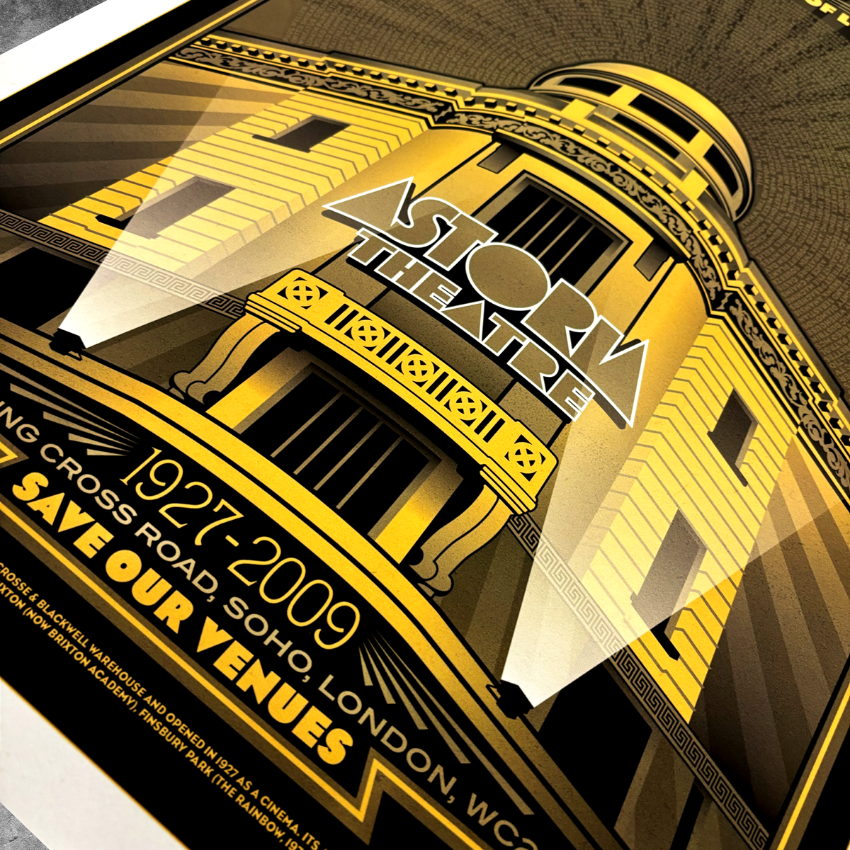 Affiche imprimée « Gold » de Londres Astoria – Édition limitée à seulement 50 exemplaires