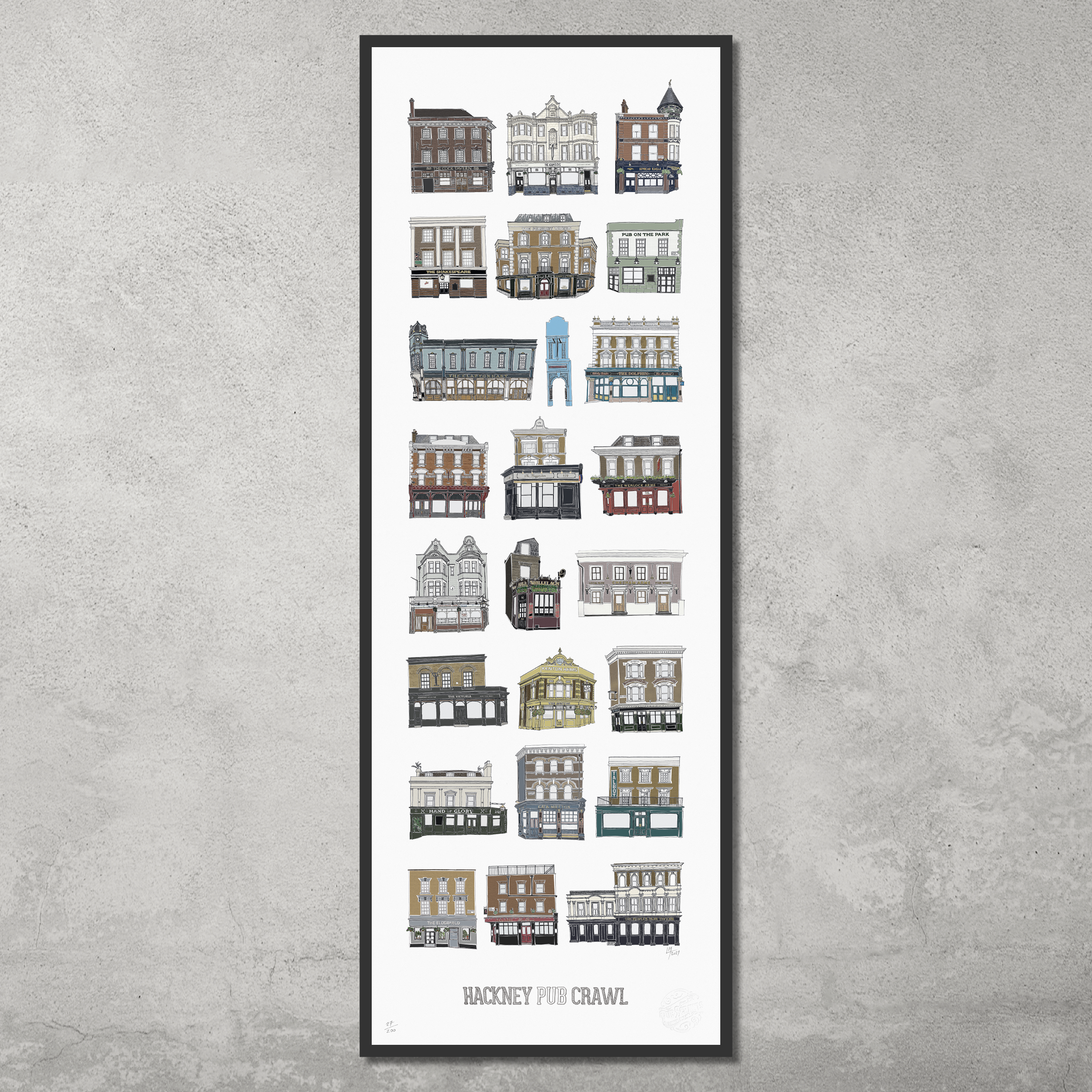 Hackney Pub Crawl – Limited Edition of 200 – 33x95 Colour Prints