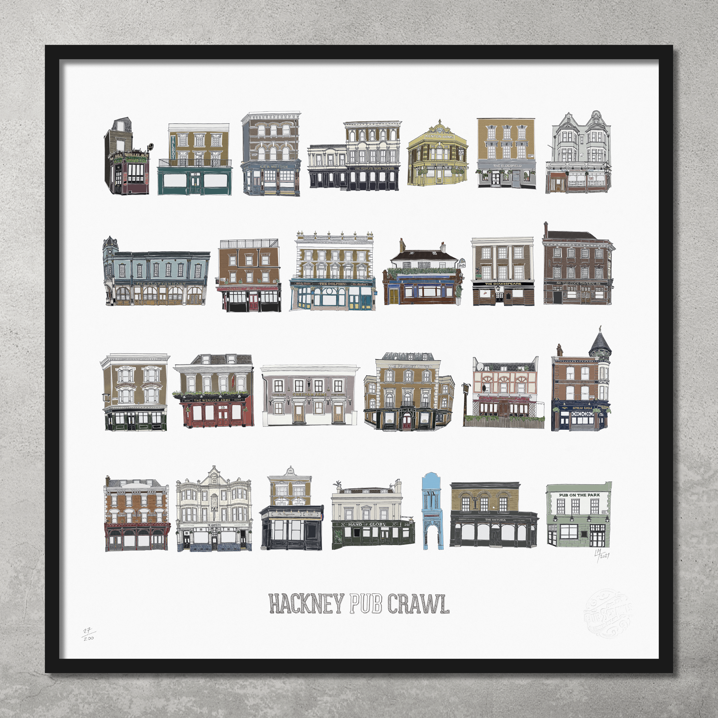 Hackney Pub Crawl – Limited Edition of 200 – 50x50cm Colour Prints