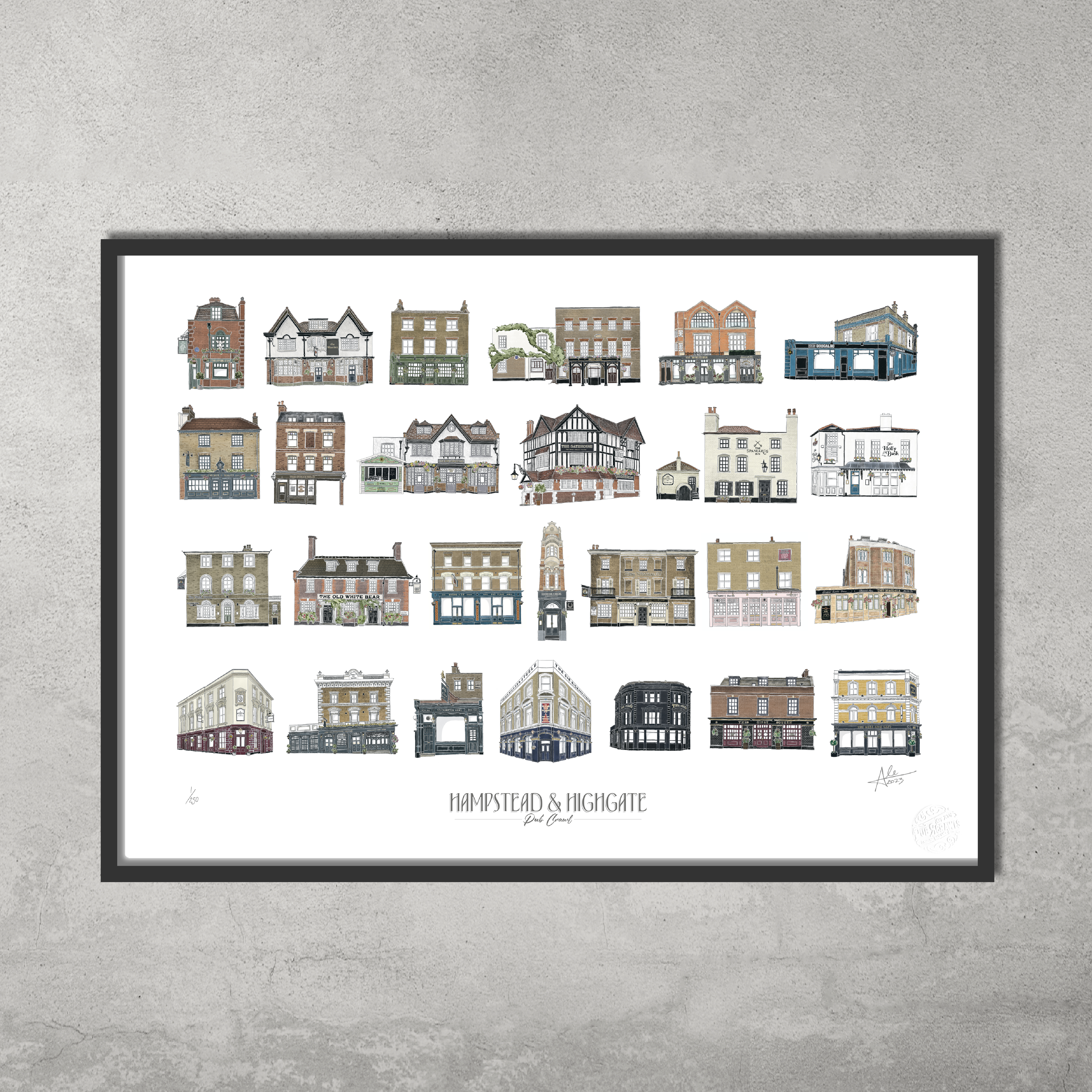 Hampstead & Highgate Pub Crawl - Limited Edition of 100 - A1 Landscape Prints