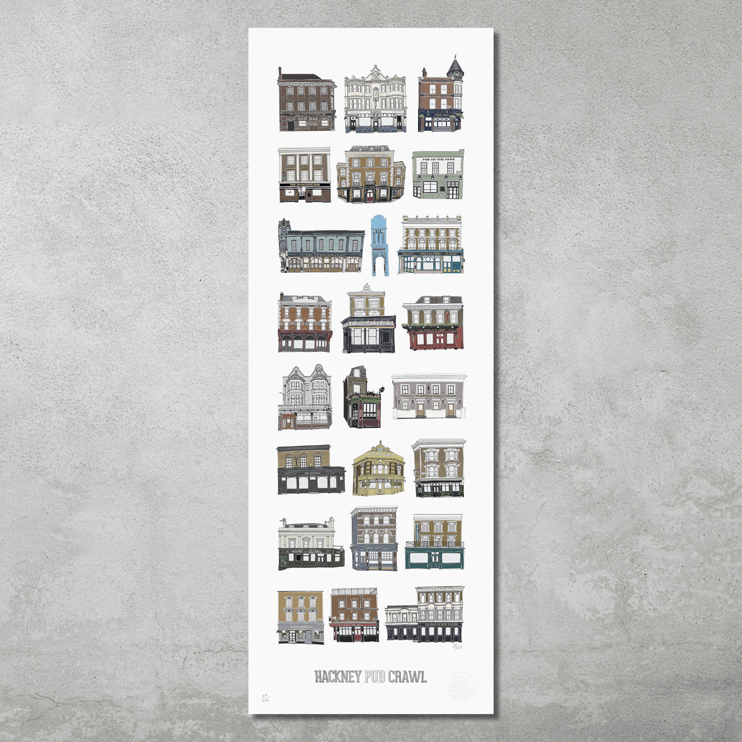 Hackney Pub Crawl – Limited Edition of 200 – 33x95 Colour Prints