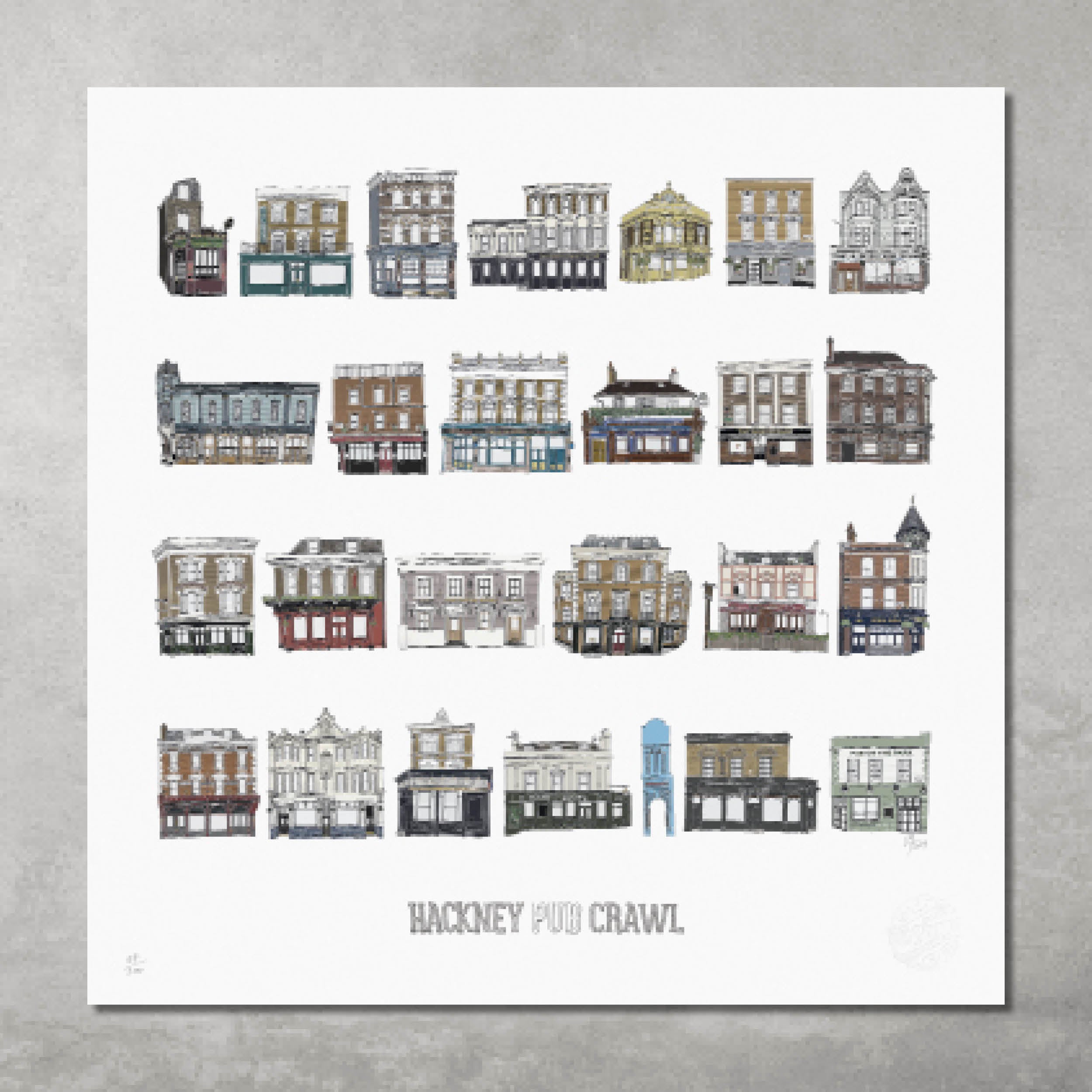Hackney Pub Crawl – Limited Edition of 200 – 50x50cm Colour Prints