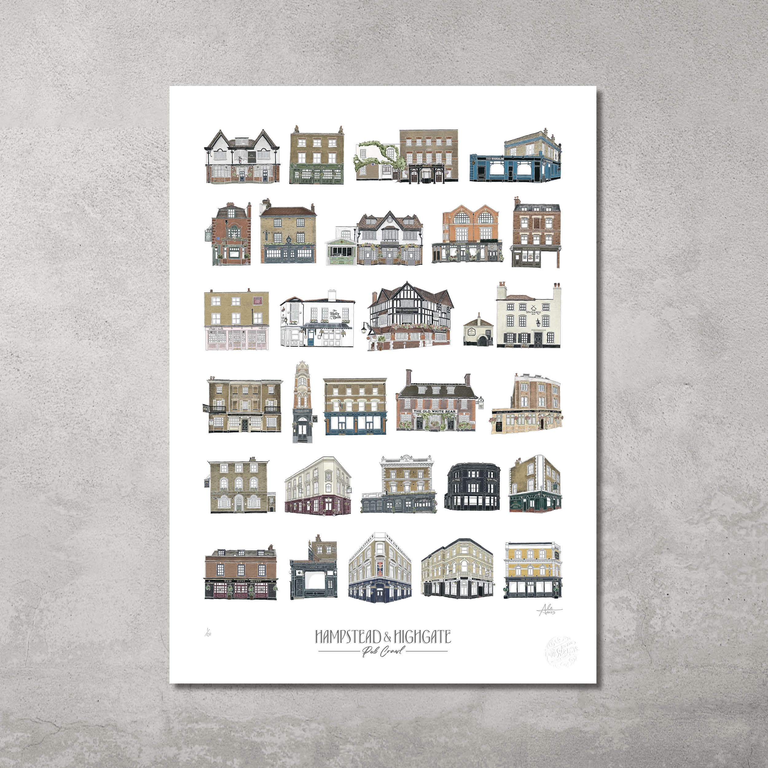 Hampstead & Highgate Pub Crawl - Limited Edition of 100 - A1 Portrait Prints