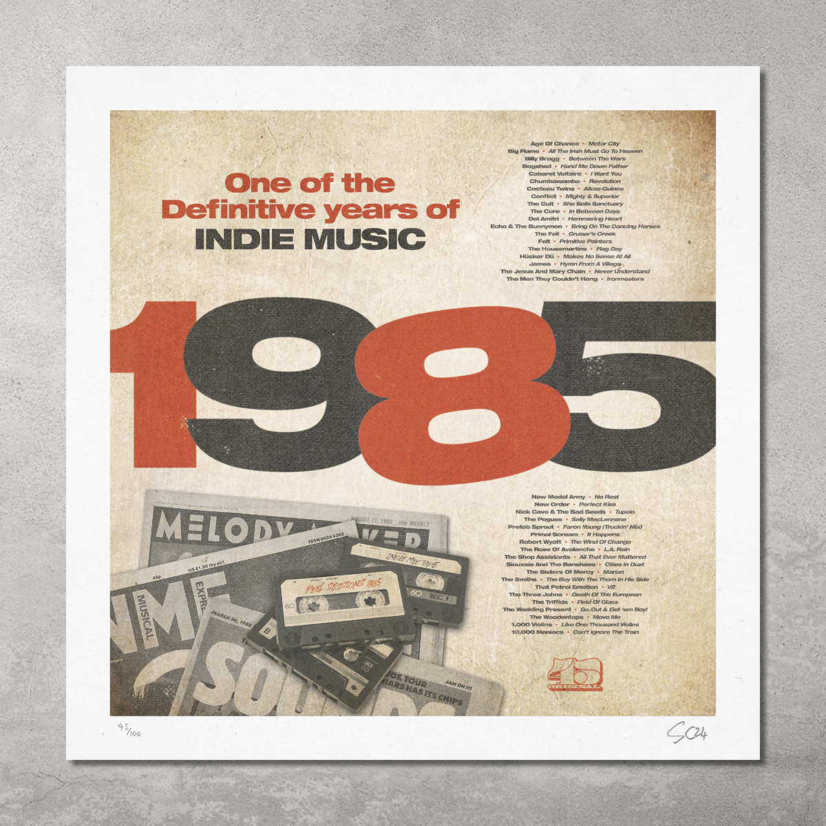 1985 – One of the Definitive Years of Indie Music – Poster Print – Limited Edition Of Only 100