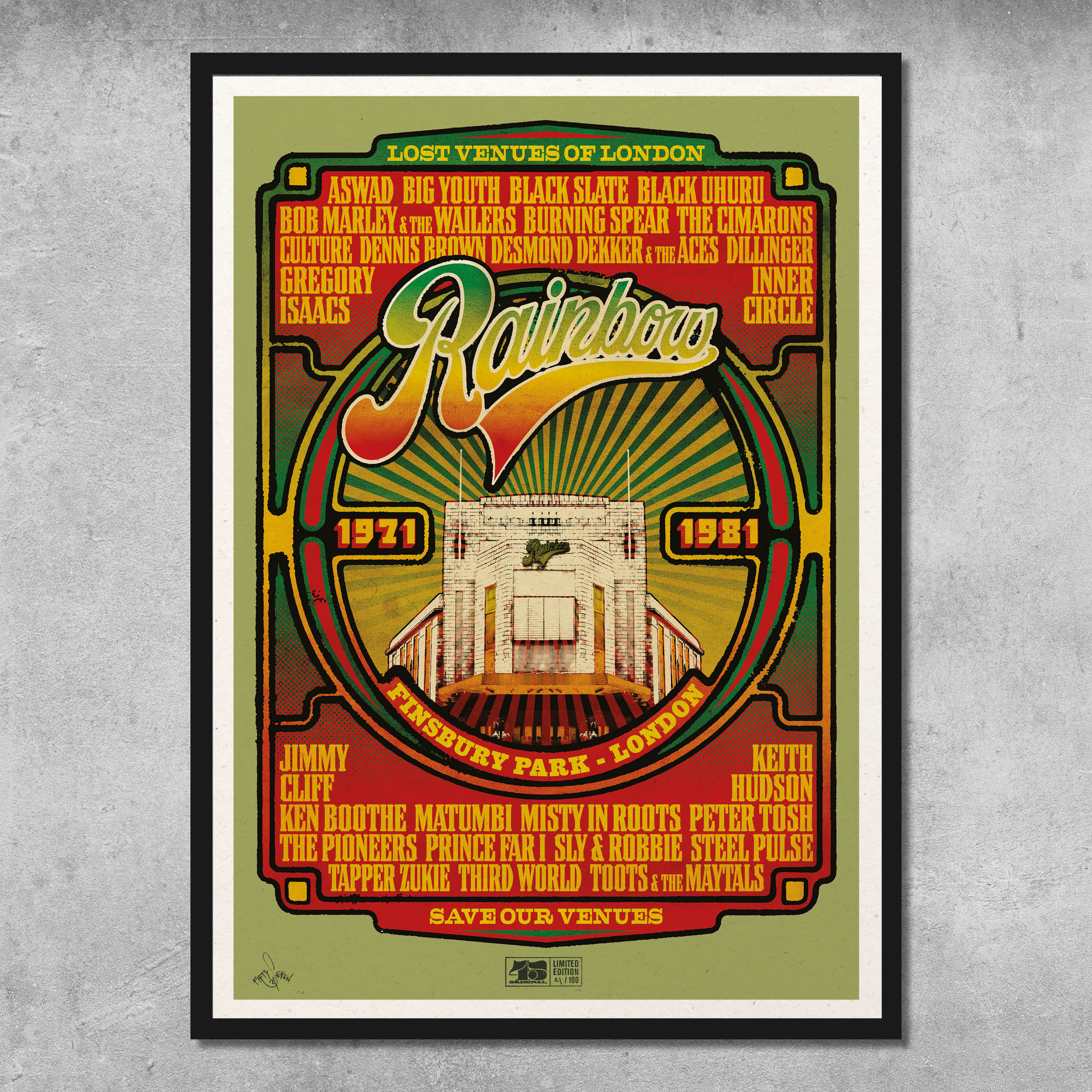 Rainbow Reggae Poster Print - Limited Edition of Only 100