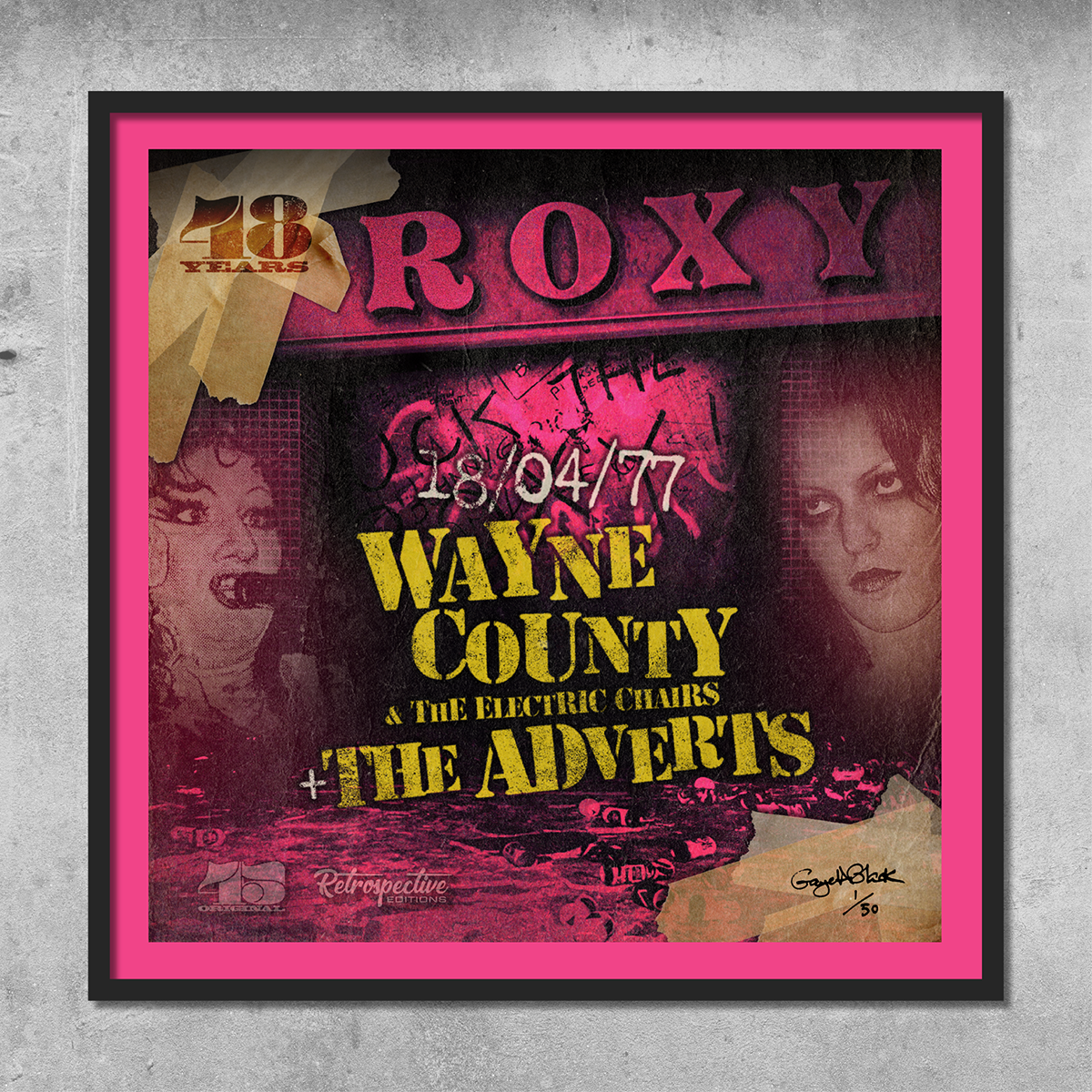 The Adverts / Wayne County - Roxy Club 'On This Night' Poster Print - Limited Edition of Only 50 - Signed by Gaye Black