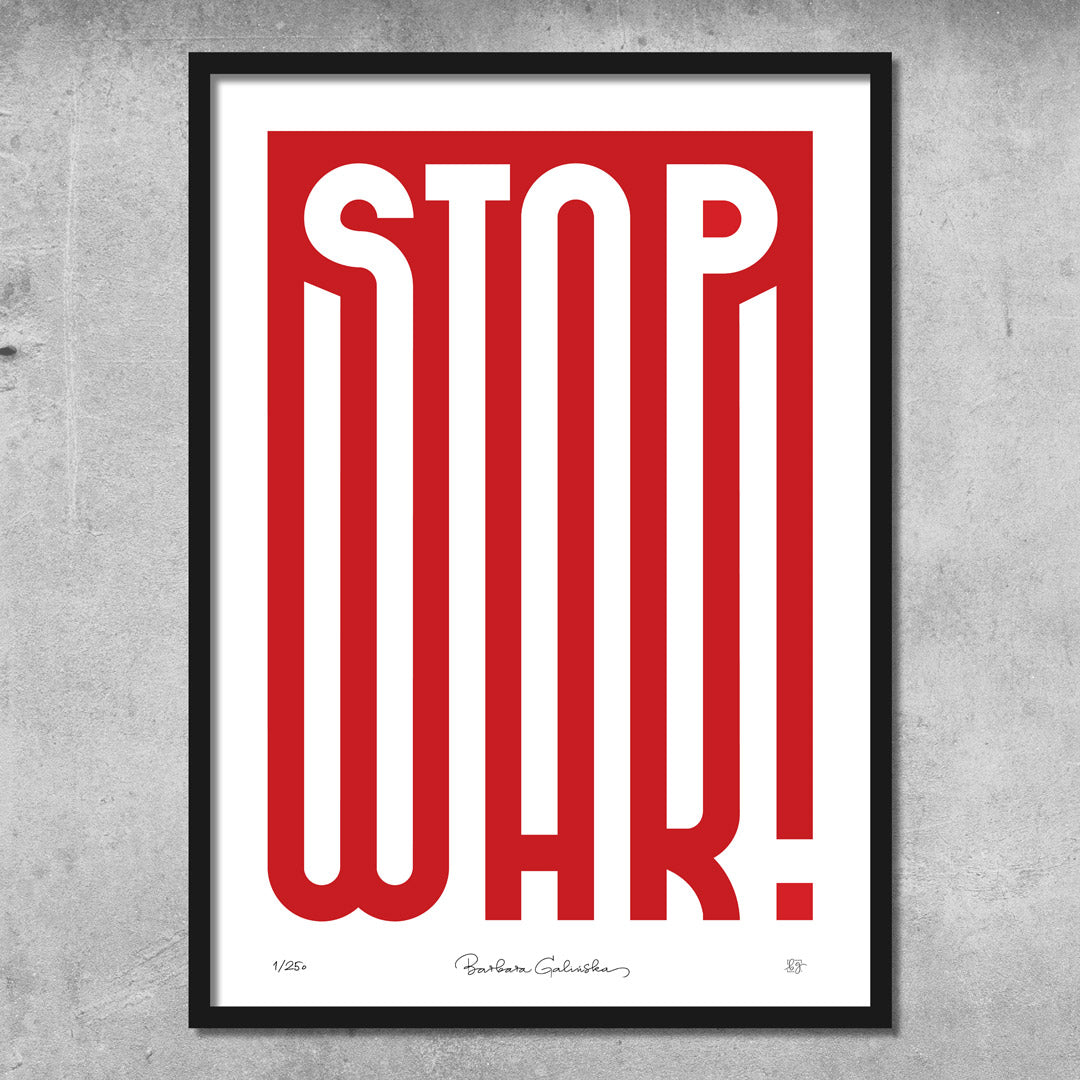 ‘Stop War’ Red And White Print – Limited Edition Of Only 250