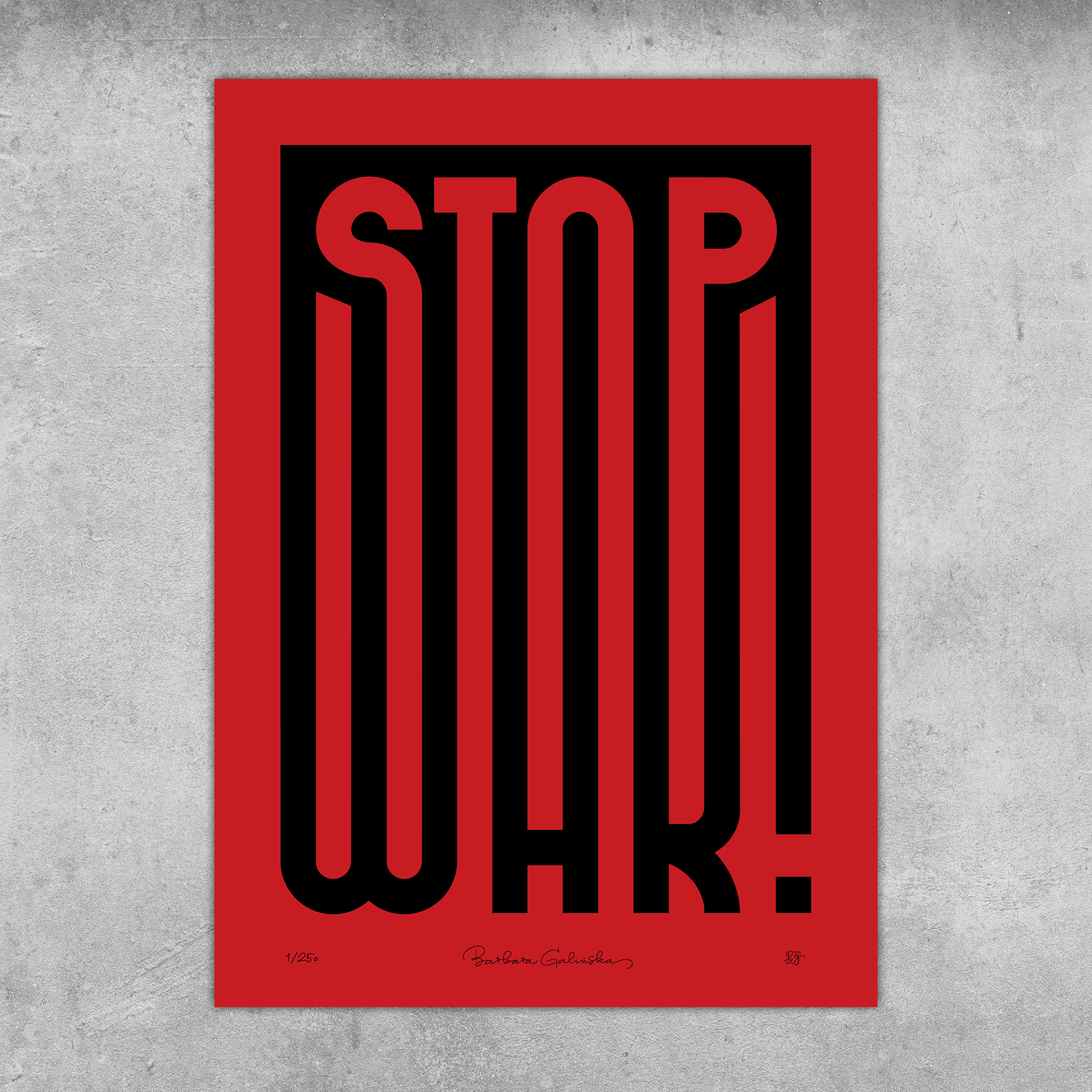 ‘Stop War’ Red And Black Print – Limited Edition Of Only 250