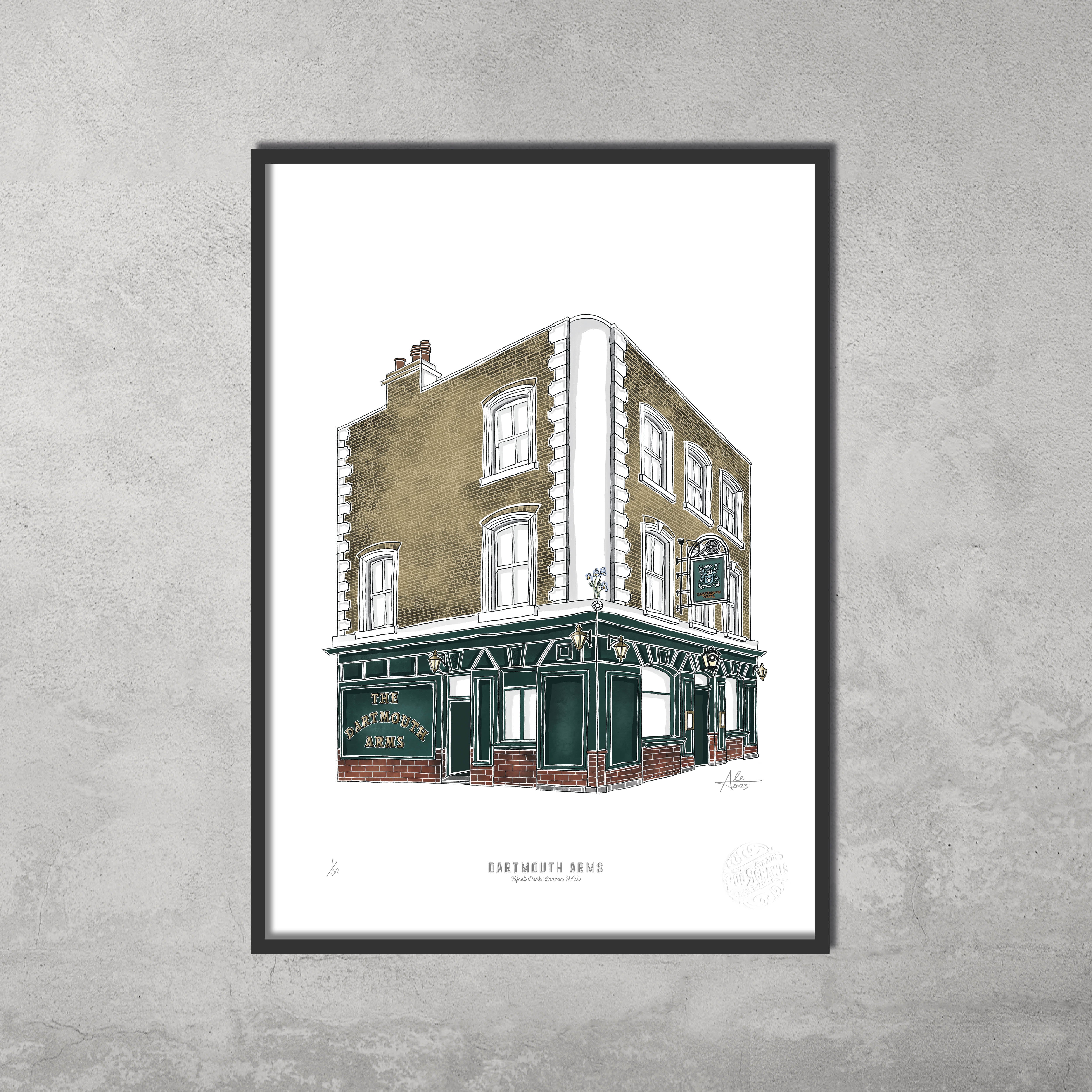 Dartmouth Arms – Limited Edition of 50 – A3 Colour Prints