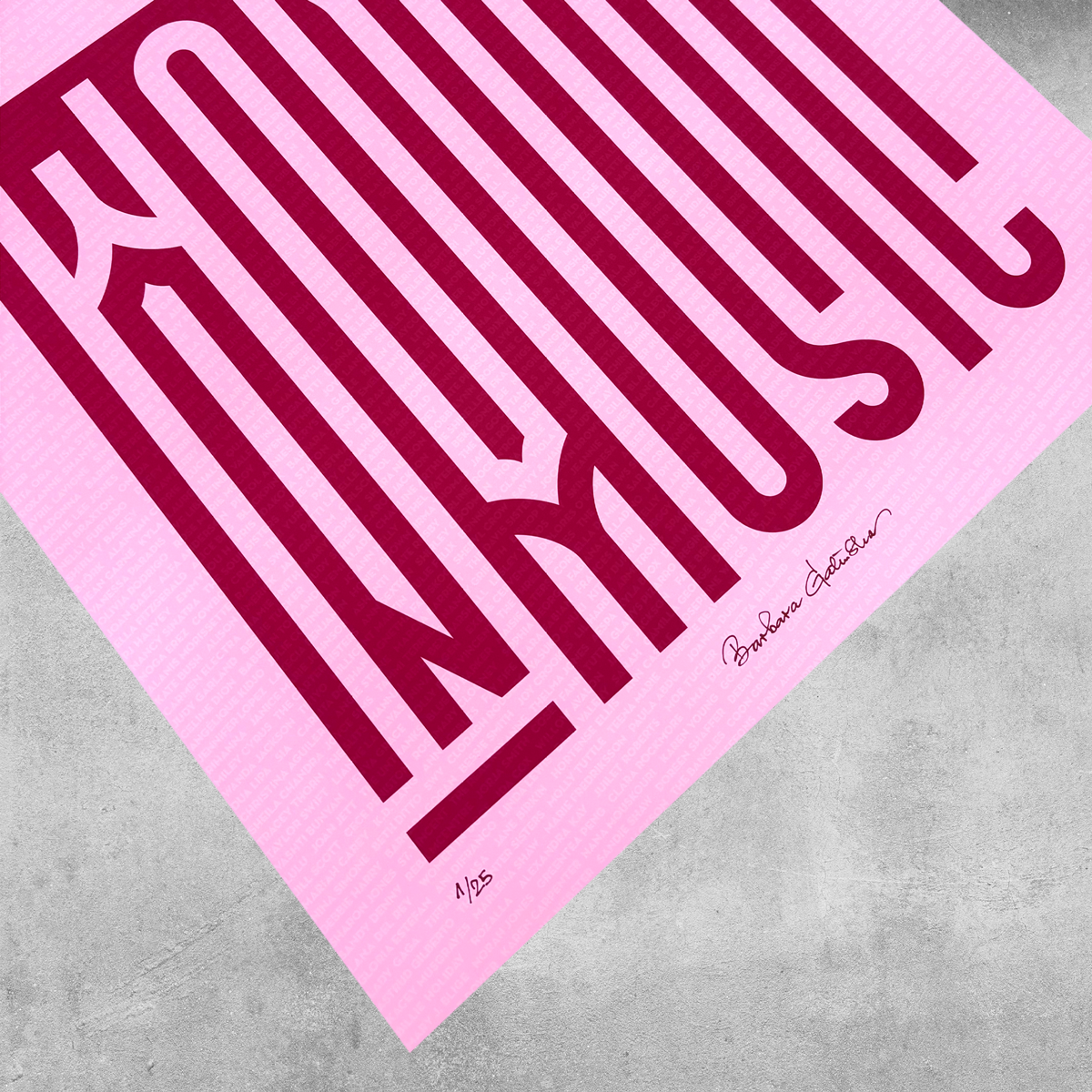 'Women In Music' Light Pink and Maroon Print - Limited Edition of 25