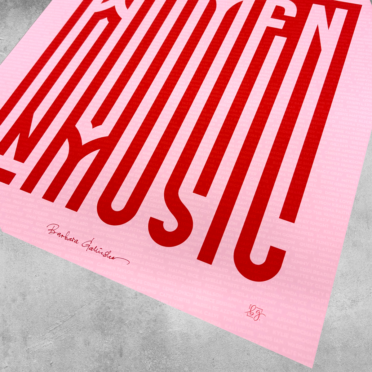 'Women In Music' Light Pink and Red Print - Limited Edition of 25