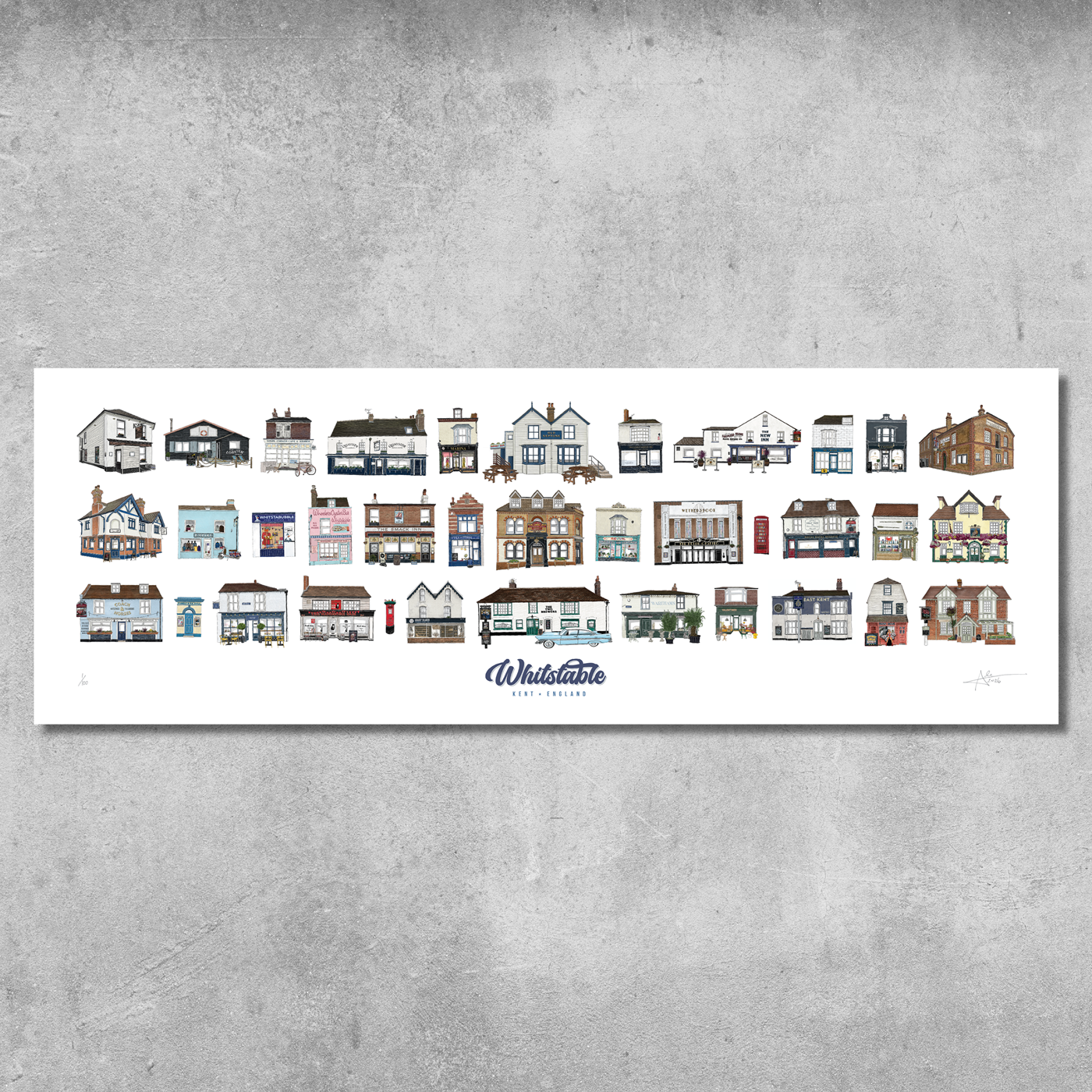 Whitstable 95cm x 35cm Compilation Landscape Panoramic Print