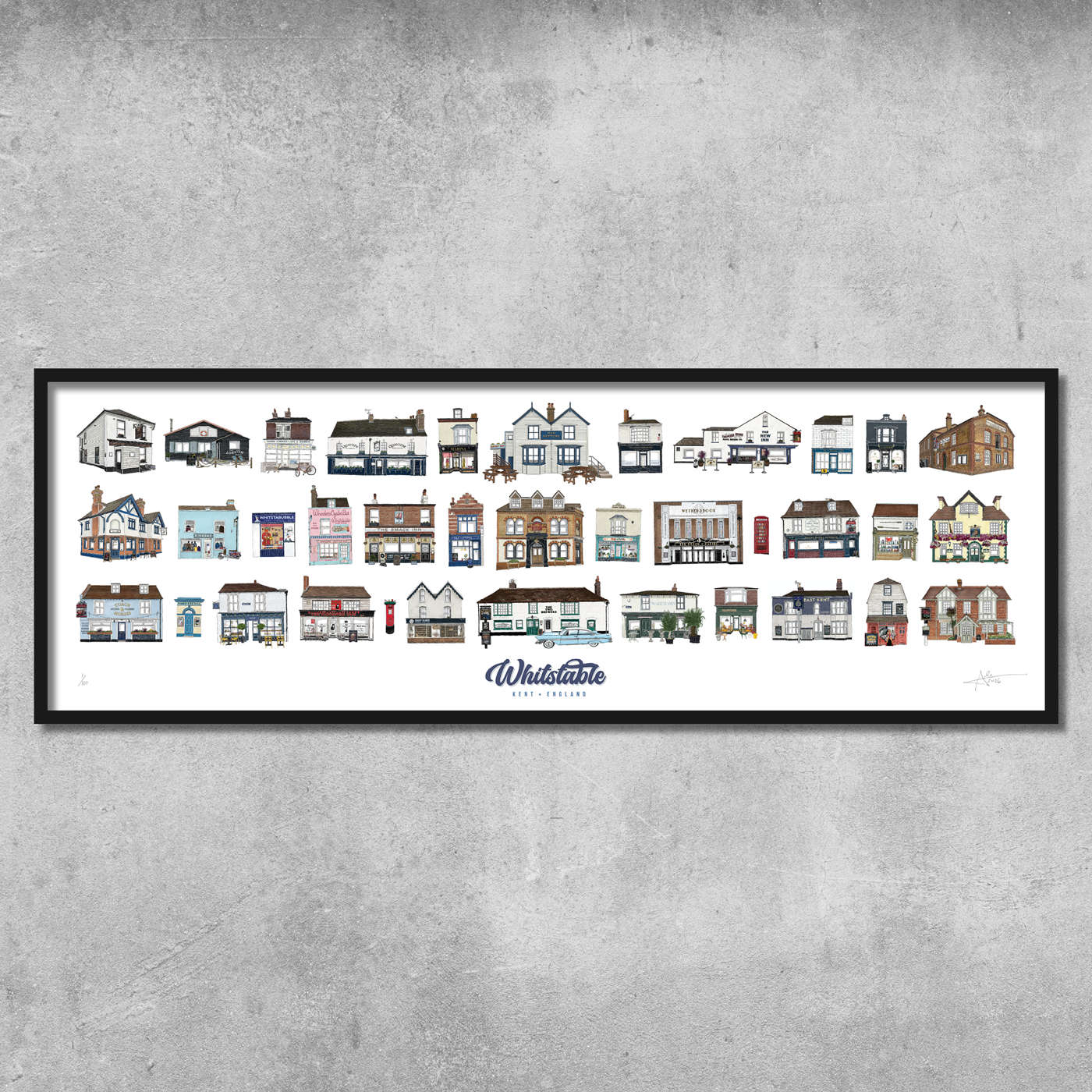 Whitstable 95cm x 35cm Compilation Landscape Panoramic Print