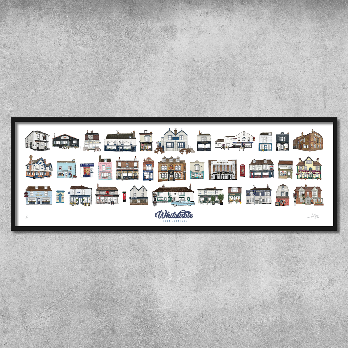 Whitstable Drawing Whitstable - Limited Edition of 100 - 95x35cm Landscape Panoramic Prin