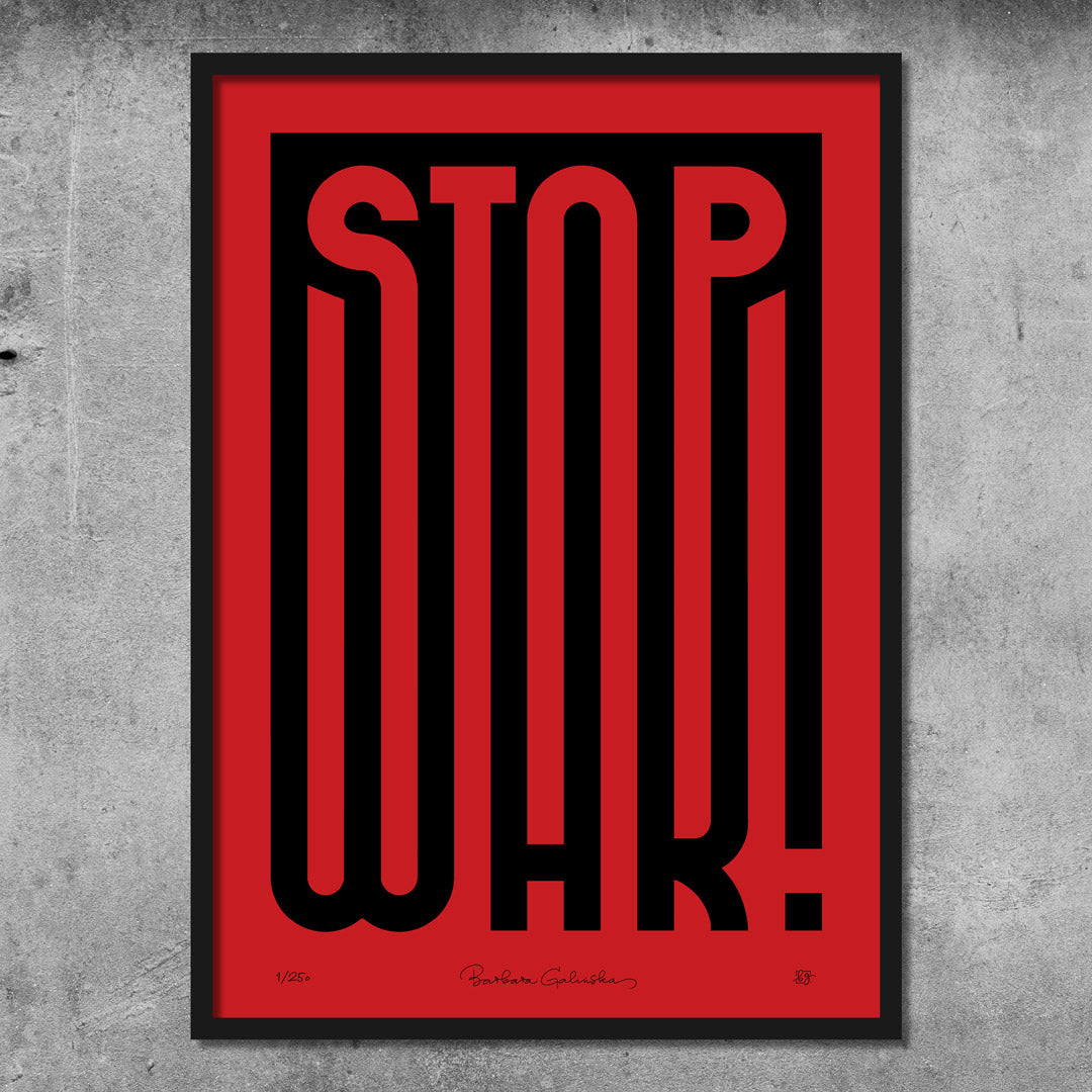 ‘Stop War’ Red And Black Print – Limited Edition Of Only 250