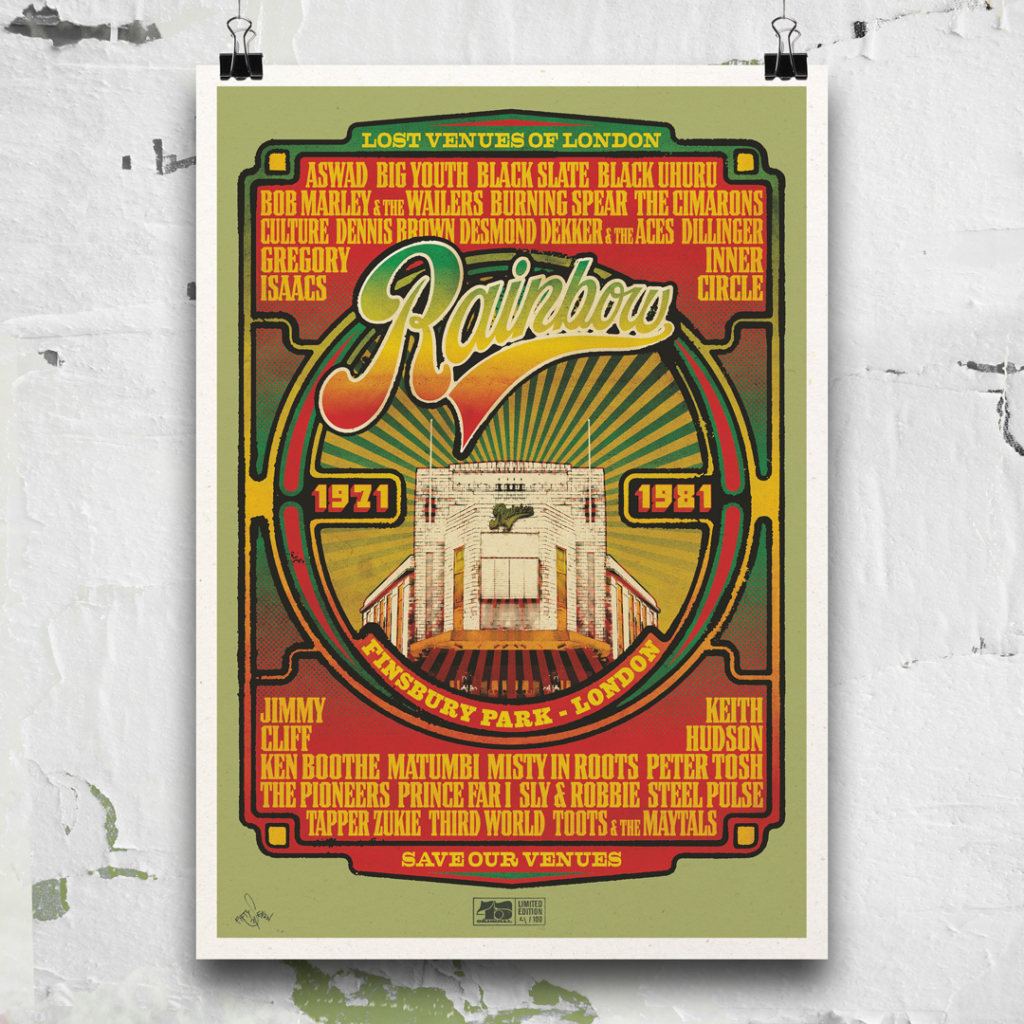 'Rainbow Reggae', a limited edition reggae poster print for sale