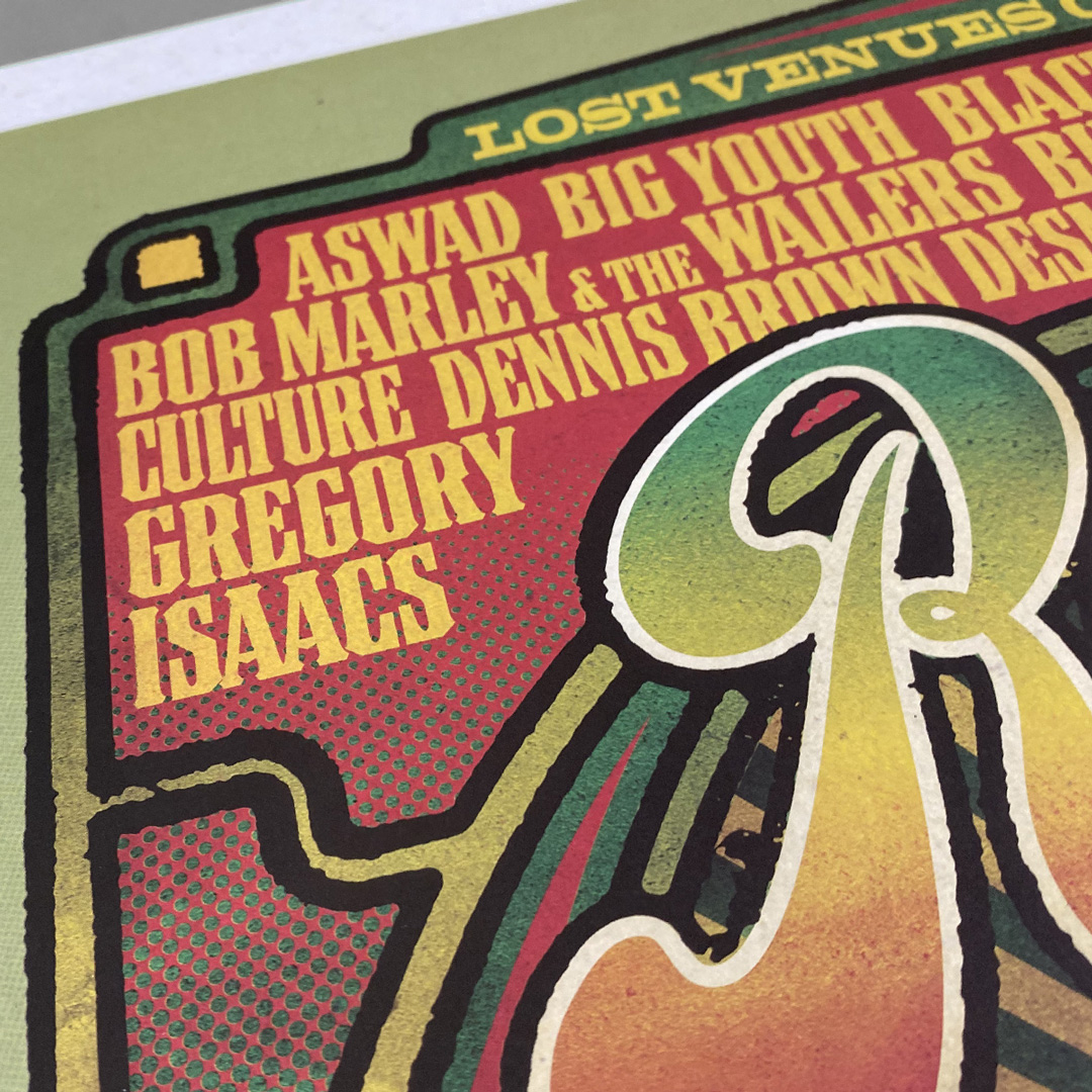 Close up of 'Rainbow Reggae', a limited edition reggae poster print
